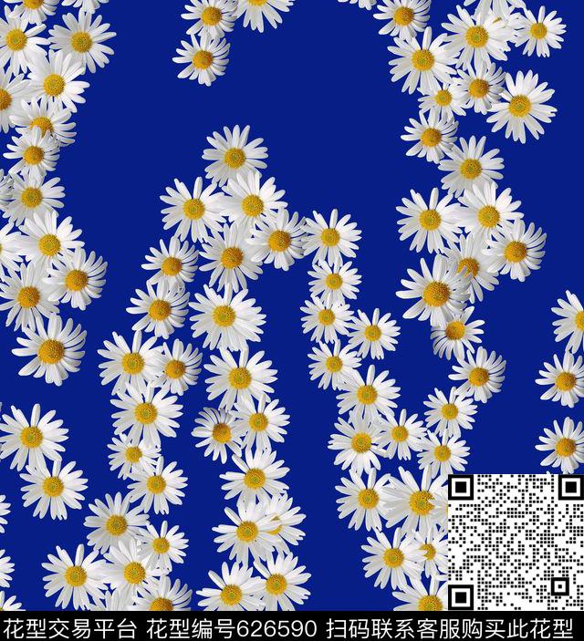 雏菊花卉数码印花华亿平台下载（图片编号: 626590） - 瓦栏（Walan）