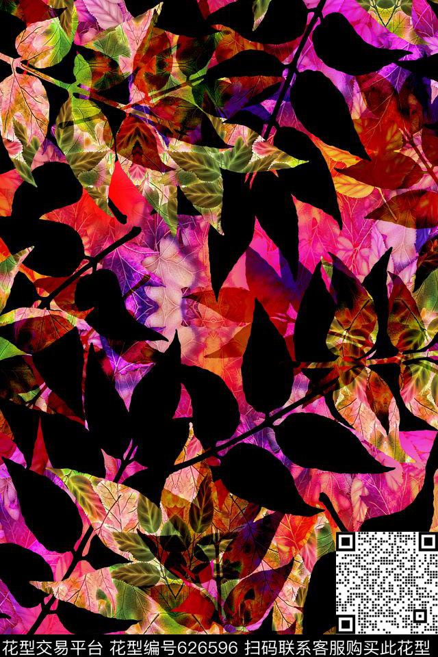 热带植物树叶数码印花华亿平台下载（图片编号: 626596） - 瓦栏（Walan）