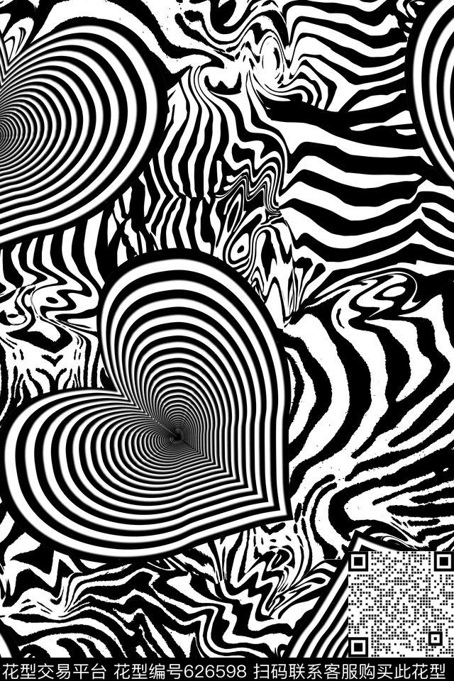 动物纹斑马纹爱心传统印花华亿平台下载（图片编号: 626598） - 瓦栏（Walan）