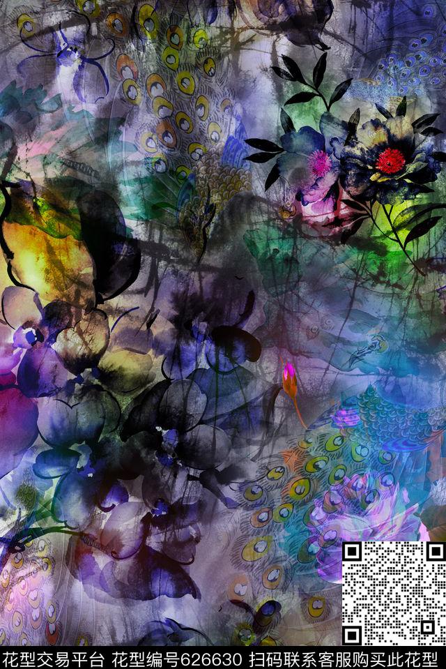 抽象雪纺数码数码印花华亿平台下载（图片编号: 626630） - 瓦栏（Walan）