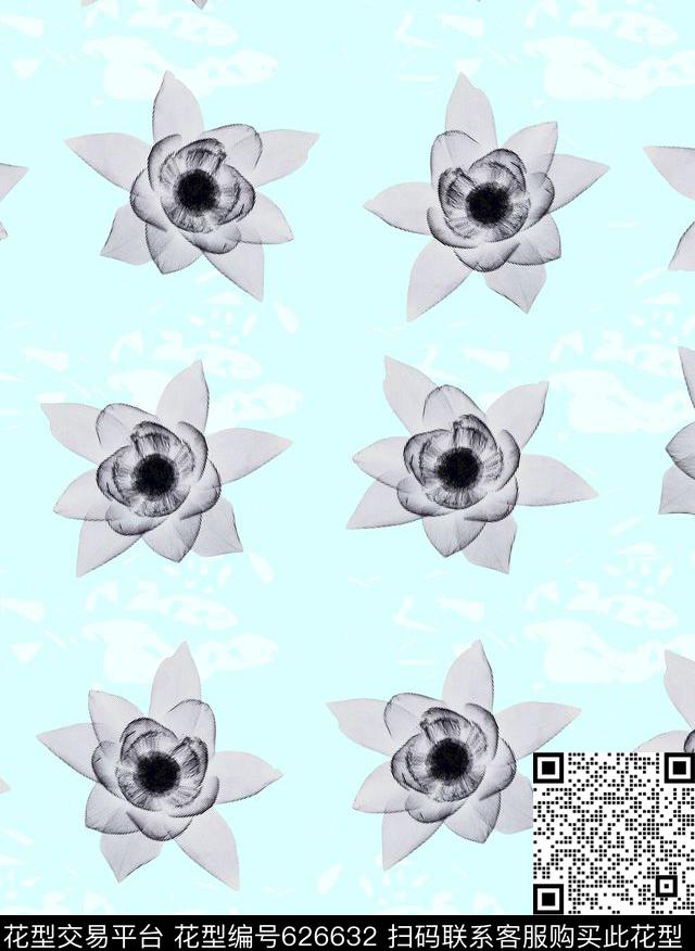 淡雅朦胧花卉数码印花华亿平台下载（图片编号: 626632） - 瓦栏（Walan）