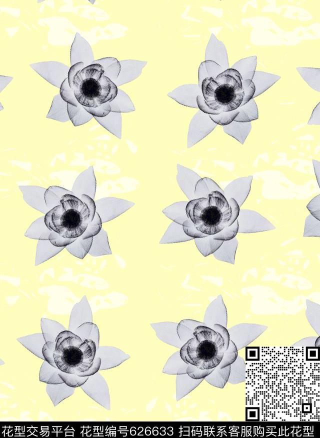 淡雅朦胧花卉数码印花华亿平台下载（图片编号: 626633） - 瓦栏（Walan）
