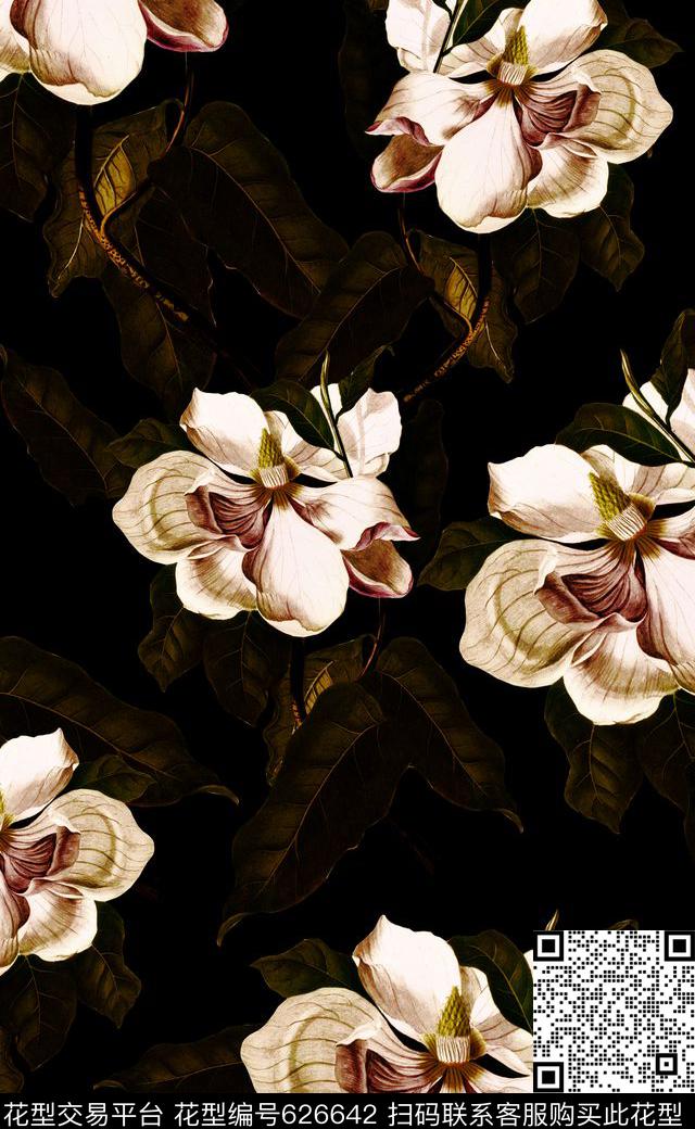 时尚大花复古欧式大花复古花卉数码印花华亿平台下载（图片编号: 626642） - 瓦栏（Walan）