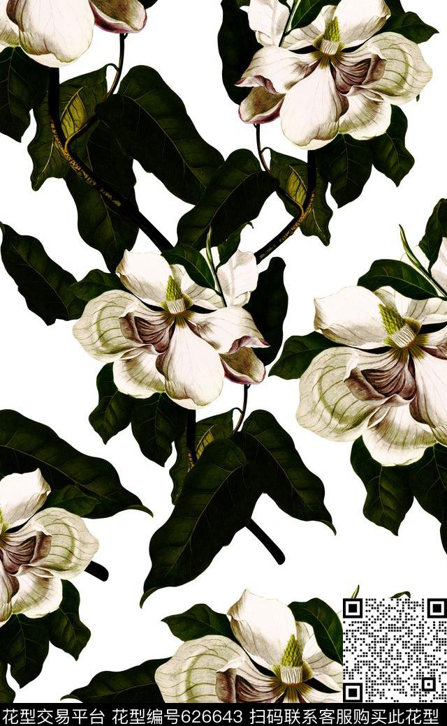时尚大花复古欧式大花复古花卉数码印花华亿平台下载（图片编号: 626643） - 瓦栏（Walan）