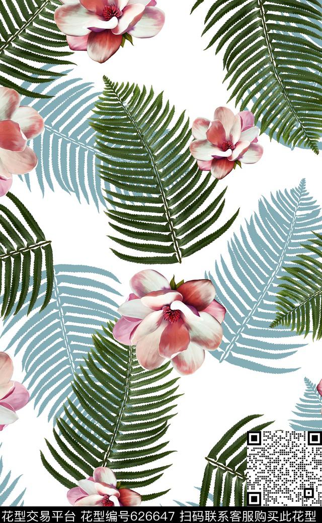热带雨林针叶树叶潮流数码印花数码印花华亿平台下载（图片编号: 626647） - 瓦栏（Walan）