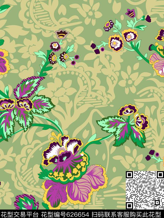 小碎花花瓣写意传统印花华亿平台下载（图片编号: 626654） - 瓦栏（Walan）