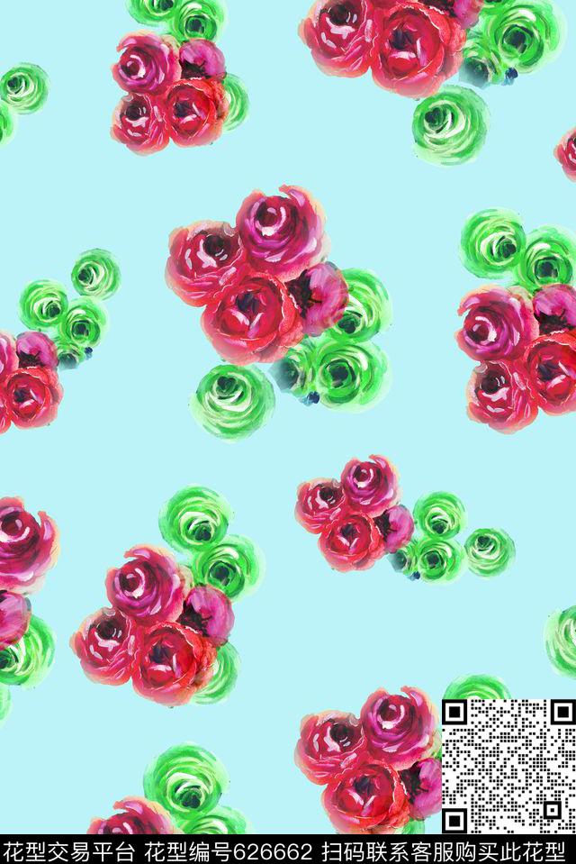 满版圆形水彩数码印花华亿平台下载（图片编号: 626662） - 瓦栏（Walan）