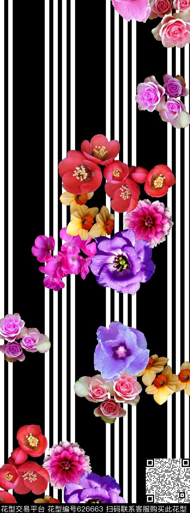 定位拼摆花卉数码印花华亿平台下载（图片编号: 626663） - 瓦栏（Walan）