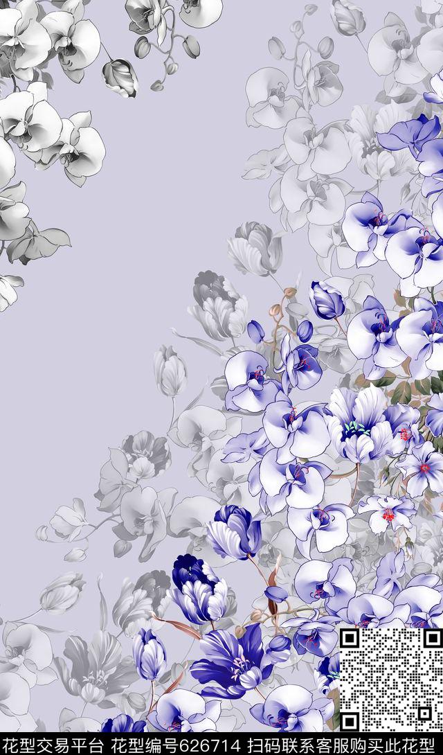花卉清雅定位数码印花华亿平台下载（图片编号: 626714） - 瓦栏（Walan）