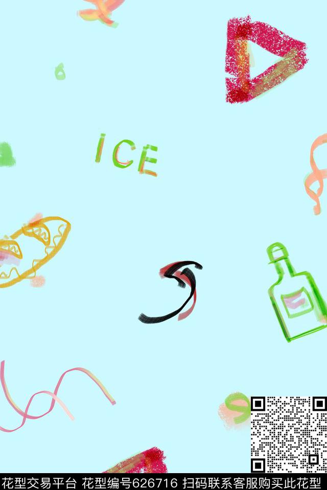 大胆创意清新数码印花华亿平台下载（图片编号: 626716） - 瓦栏（Walan）