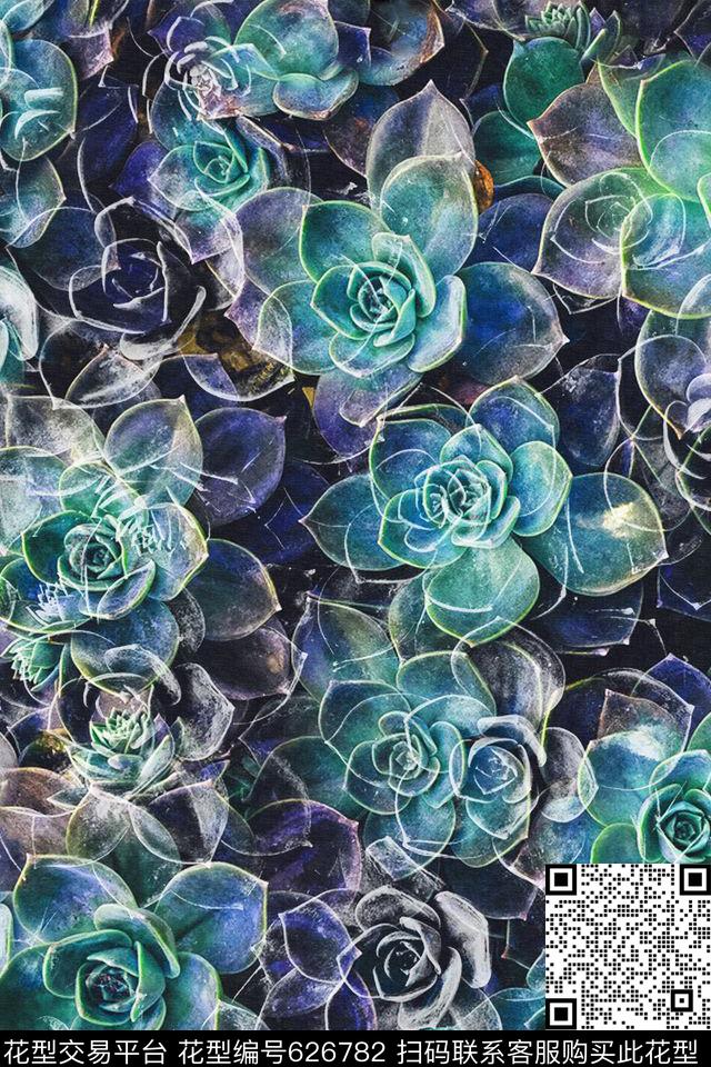 花卉宝石花多肉数码印花华亿平台下载（图片编号: 626782） - 瓦栏（Walan）