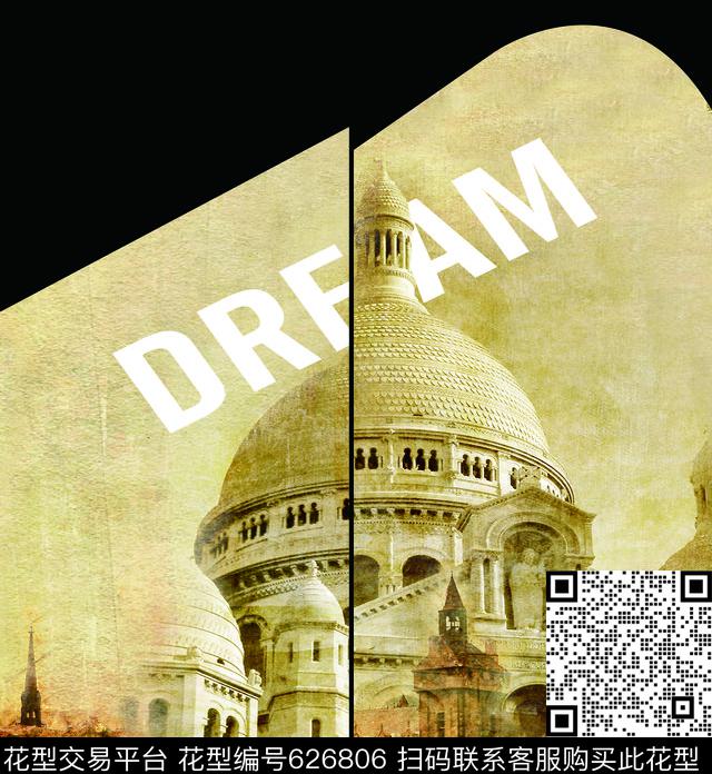 欧洲建筑潮流字母复古色调数码印花华亿平台下载（图片编号: 626806） - 瓦栏（Walan）