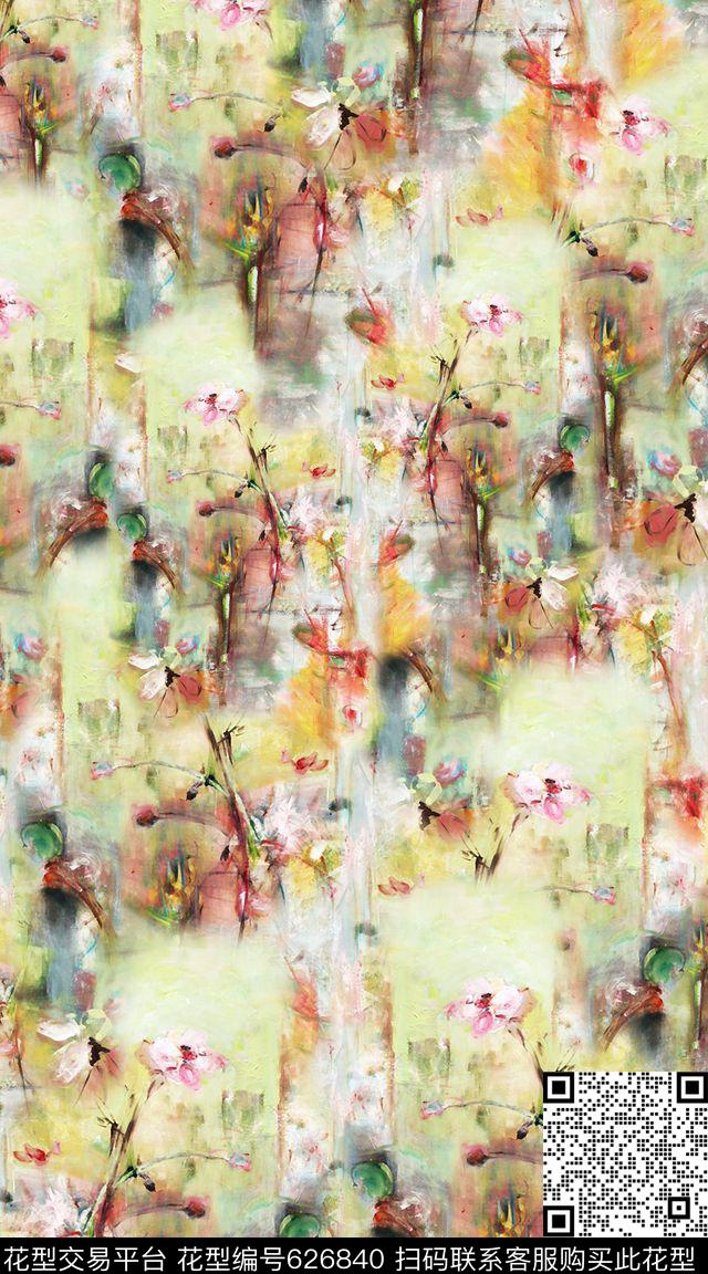 欧美复古油画创意花卉数码印花华亿平台下载（图片编号: 626840） - 瓦栏（Walan）