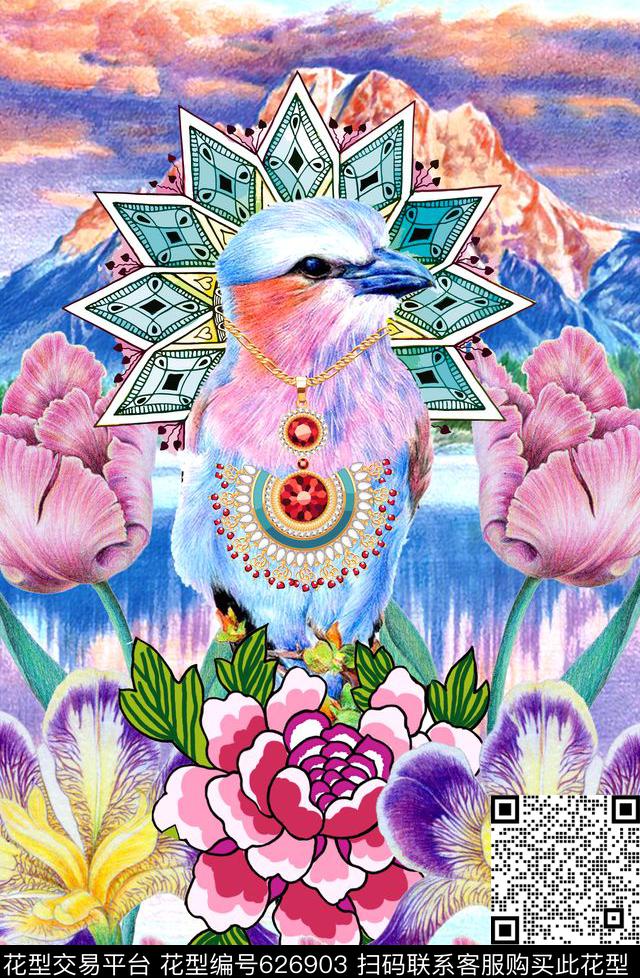 定位花卉MAX-女装花卉鸟雀数码印花华亿平台下载（图片编号: 626903） - 瓦栏（Walan）