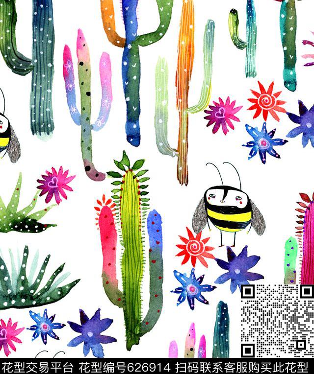 泳装花卉趣味仙人掌数码印花华亿平台下载（图片编号: 626914） - 瓦栏（Walan）