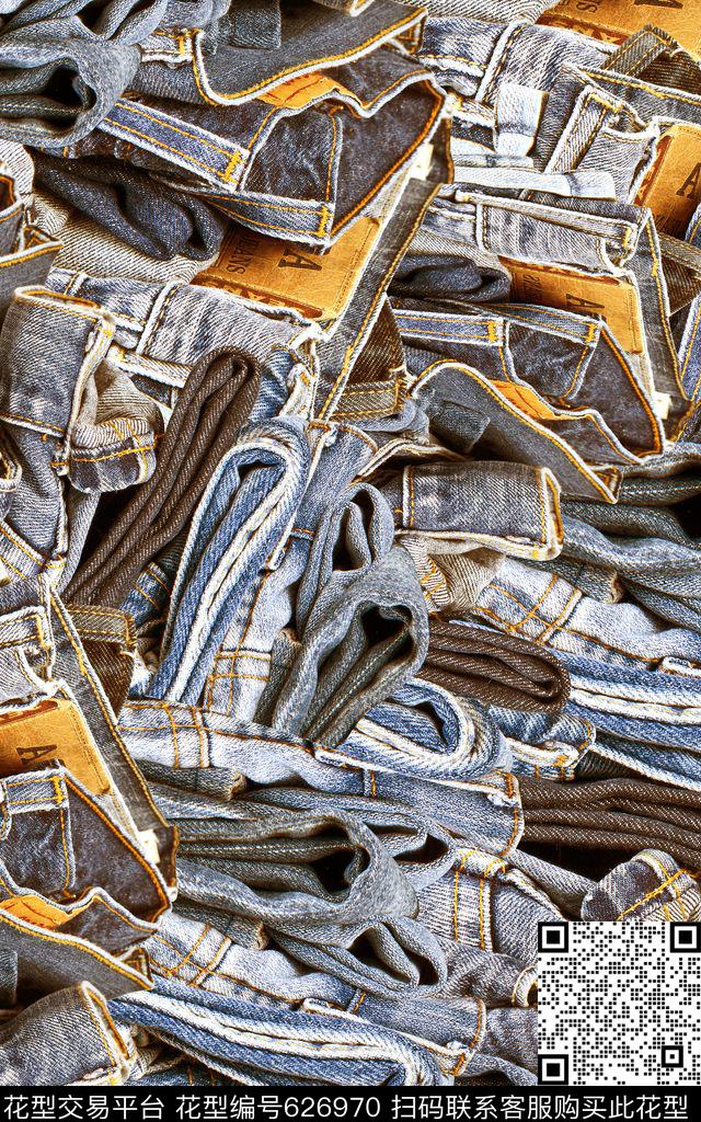 牛仔布纹理牛仔裤数码印花华亿平台下载（图片编号: 626970） - 瓦栏（Walan）