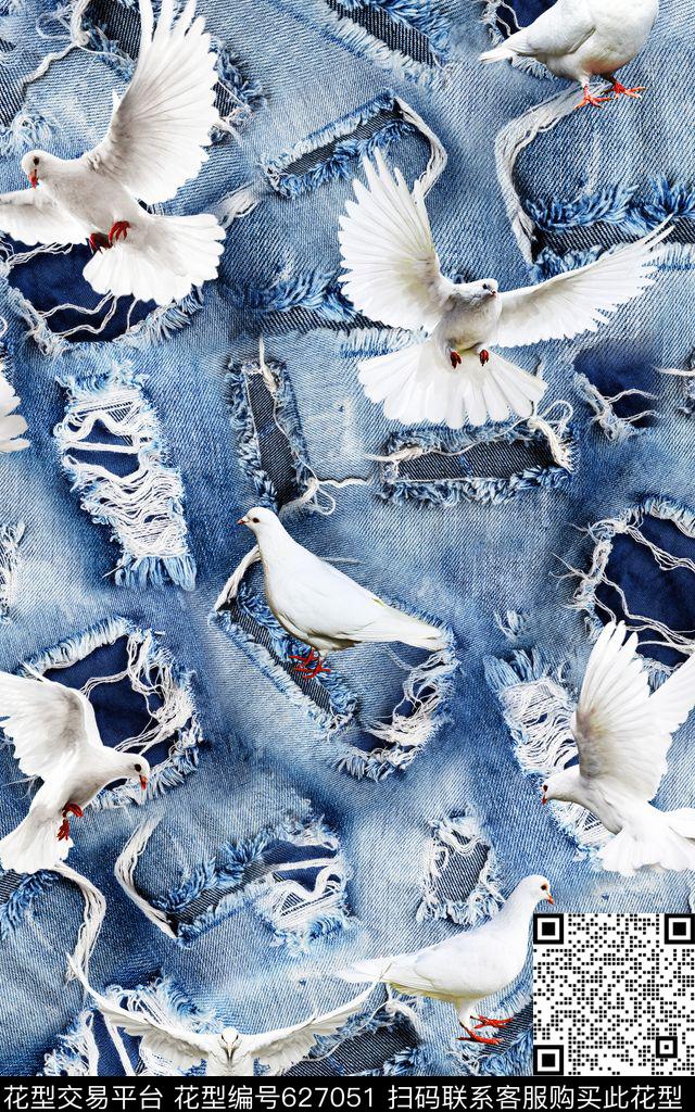纹理动物牛仔数码印花华亿平台下载（图片编号: 627051） - 瓦栏（Walan）