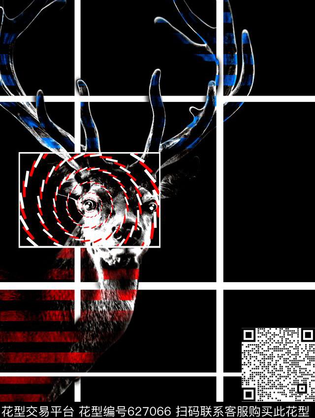 3D梅花鹿数码印花华亿平台下载（图片编号: 627066） - 瓦栏（Walan）