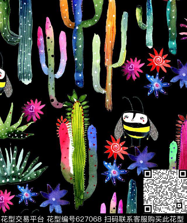 泳装花卉趣味仙人掌数码印花华亿平台下载（图片编号: 627068） - 瓦栏（Walan）