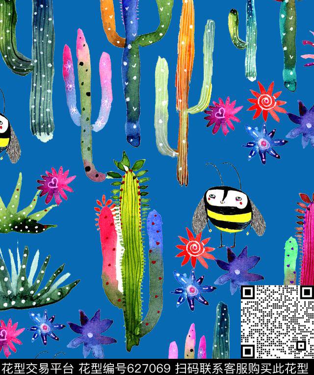 泳装花卉趣味仙人掌数码印花华亿平台下载（图片编号: 627069） - 瓦栏（Walan）