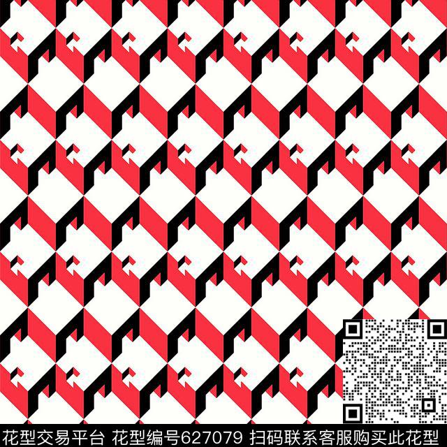 男装方格几何传统印花华亿平台下载（图片编号: 627079） - 瓦栏（Walan）