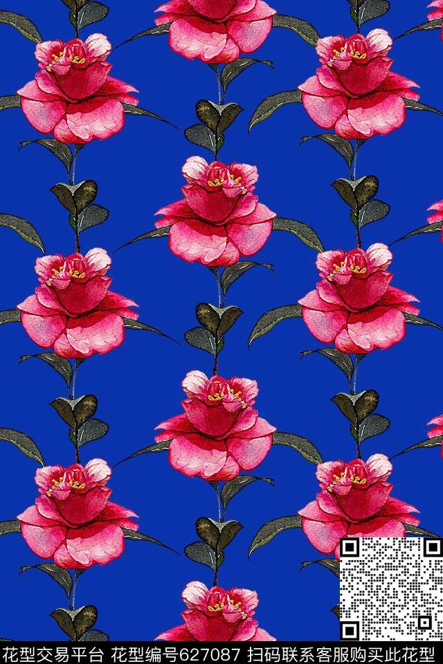 时尚抽象手绘玫瑰花花卉数码印花时尚潮流设计女装裙子印花时尚大牌欧美风格印花时尚外套窗帘沙发布印花数码印花华亿平台下载（图片编号: 627087） - 瓦栏（Walan）
