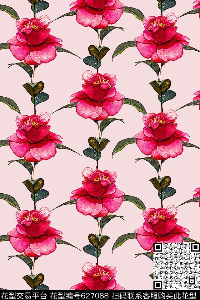 时尚抽象手绘玫瑰花花卉数码印花时尚潮流设计女装裙子印花时尚大牌欧美风格印花时尚外套窗帘沙发布印花数码印花华亿平台下载（图片编号: 627088） - 瓦栏（Walan）