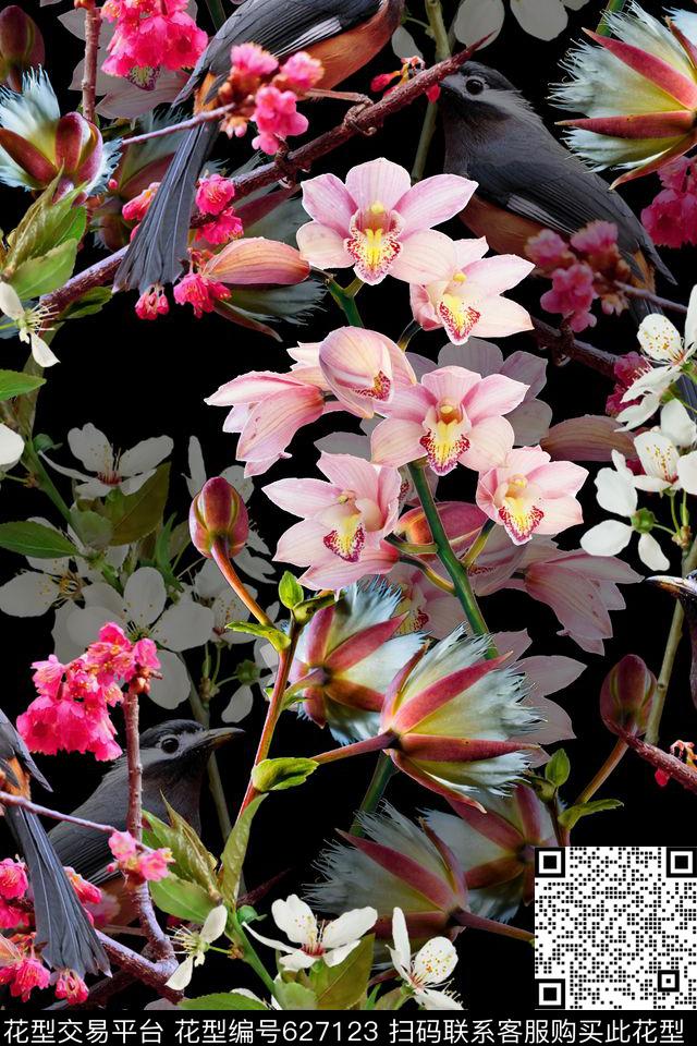 花鸟花朵花卉数码印花华亿平台下载（图片编号: 627123） - 瓦栏（Walan）