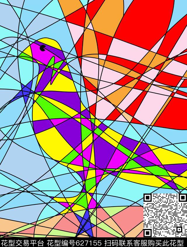 抽象鸽子传统印花华亿平台下载（图片编号: 627155） - 瓦栏（Walan）