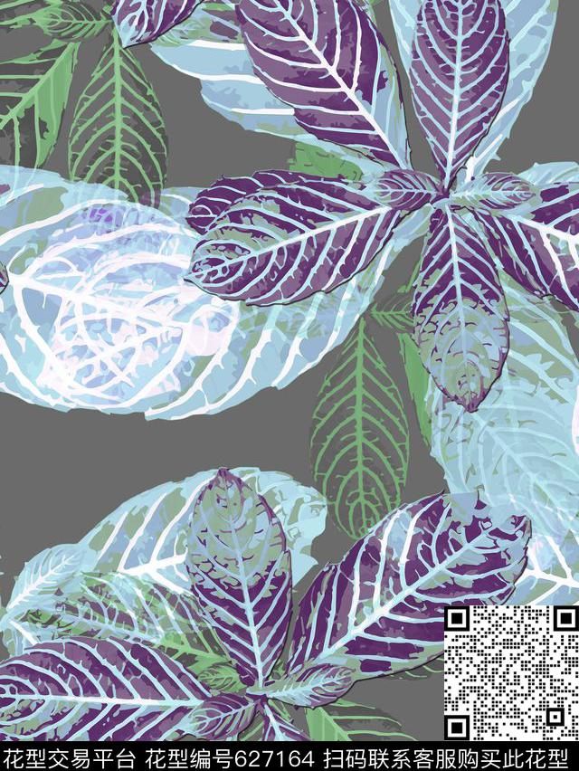 植物、现代、休闲热带植物花卉数码印花华亿平台下载（图片编号: 627164） - 瓦栏（Walan）