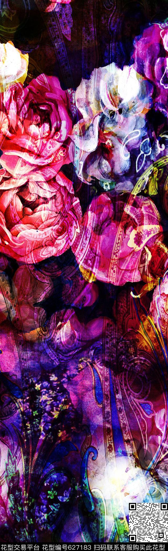 数码印花抽象花纹抽象数码数码印花华亿平台下载（图片编号: 627183） - 瓦栏（Walan）