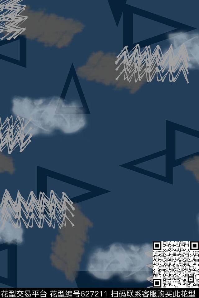 创意笔刷三角形数码印花华亿平台下载（图片编号: 627211） - 瓦栏（Walan）