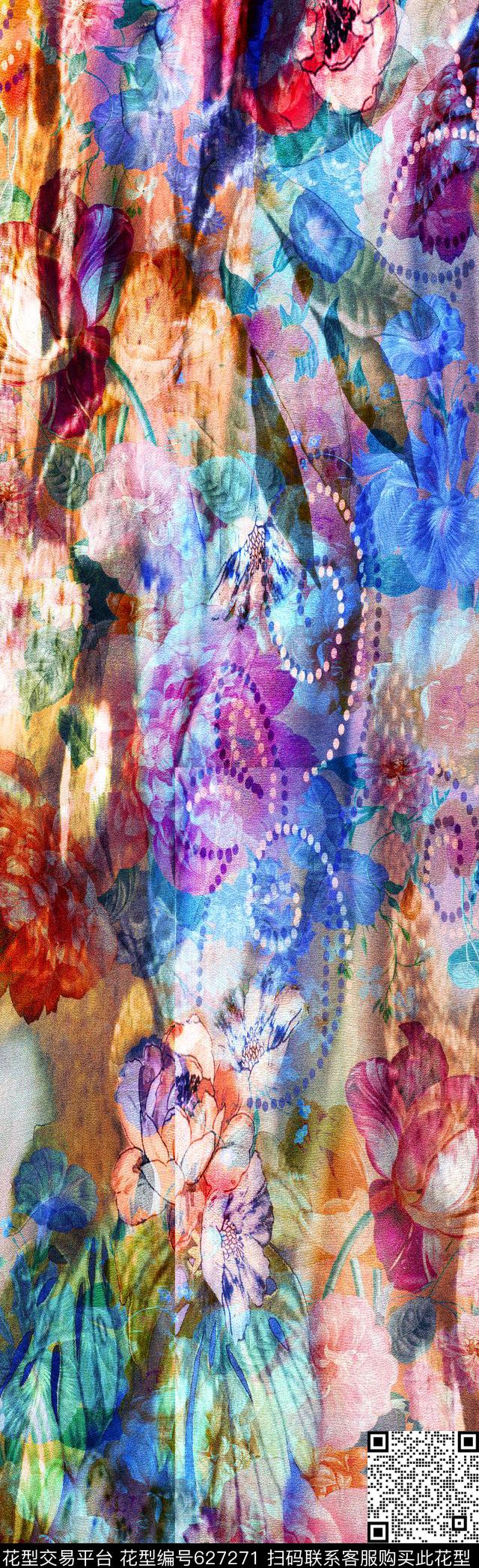 抽象彩图抽象长巾花纹抽象格形数码印花华亿平台下载（图片编号: 627271） - 瓦栏（Walan）