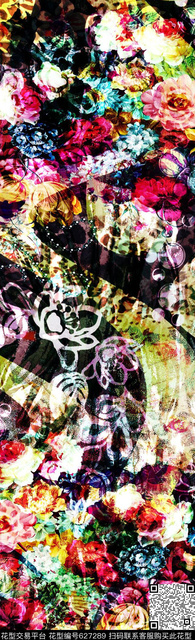 抽象长巾花纹抽象彩图抽象格形数码印花华亿平台下载（图片编号: 627289） - 瓦栏（Walan）