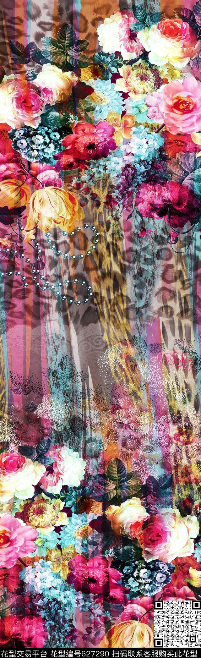 抽象长巾花纹抽象彩图抽象格形数码印花华亿平台下载（图片编号: 627290） - 瓦栏（Walan）