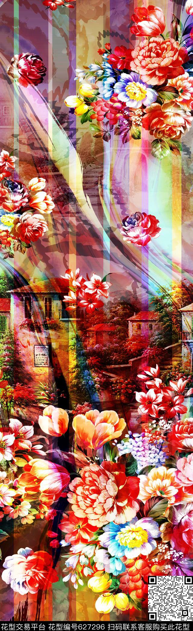 抽象花纹抽象长巾长巾花纹数码印花华亿平台下载（图片编号: 627296） - 瓦栏（Walan）