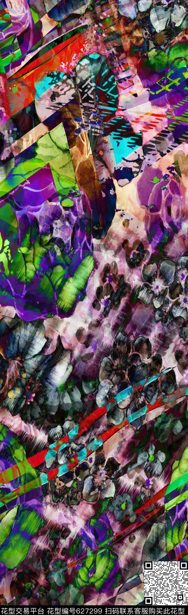长巾图案花卉长巾花卉花纹数码印花华亿平台下载（图片编号: 627299） - 瓦栏（Walan）
