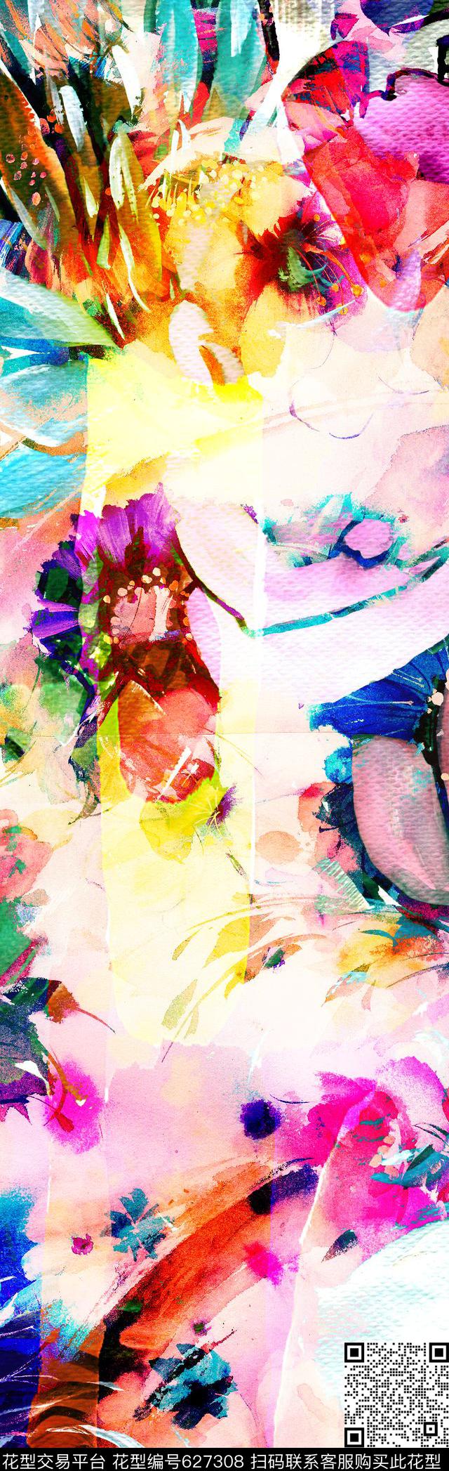 抽象花纹抽象图案抽象长巾数码印花华亿平台下载（图片编号: 627308） - 瓦栏（Walan）