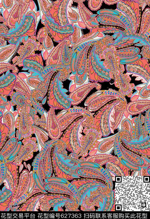 男装女装图案火腿花腰果数码印花华亿平台下载（图片编号: 627363） - 瓦栏（Walan）