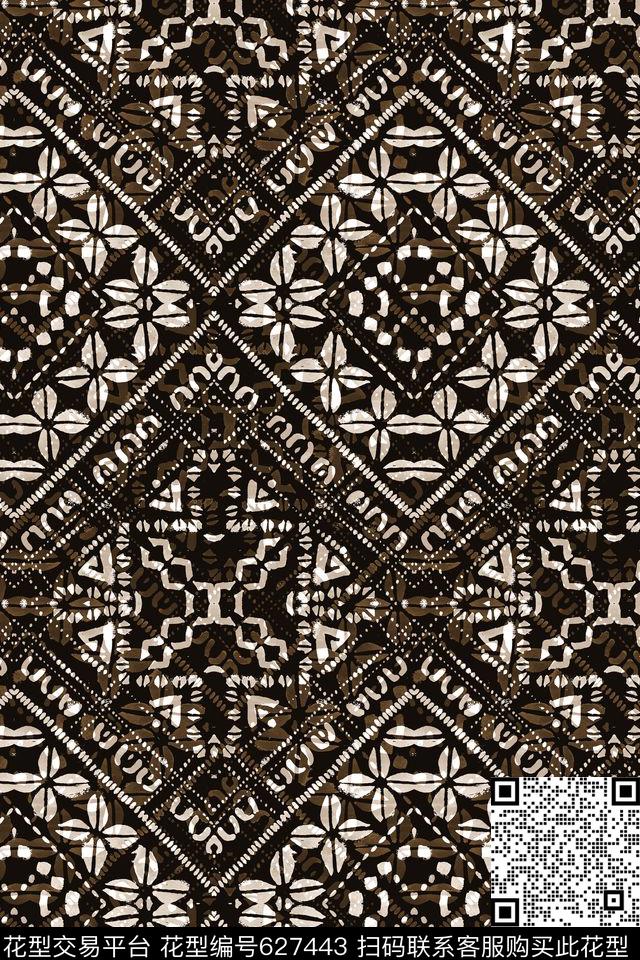 几何纹理扎染数码印花华亿平台下载（图片编号: 627443） - 瓦栏（Walan）