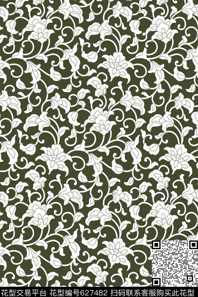 花朵花卉传统印花华亿平台下载（图片编号: 627482） - 瓦栏（Walan）