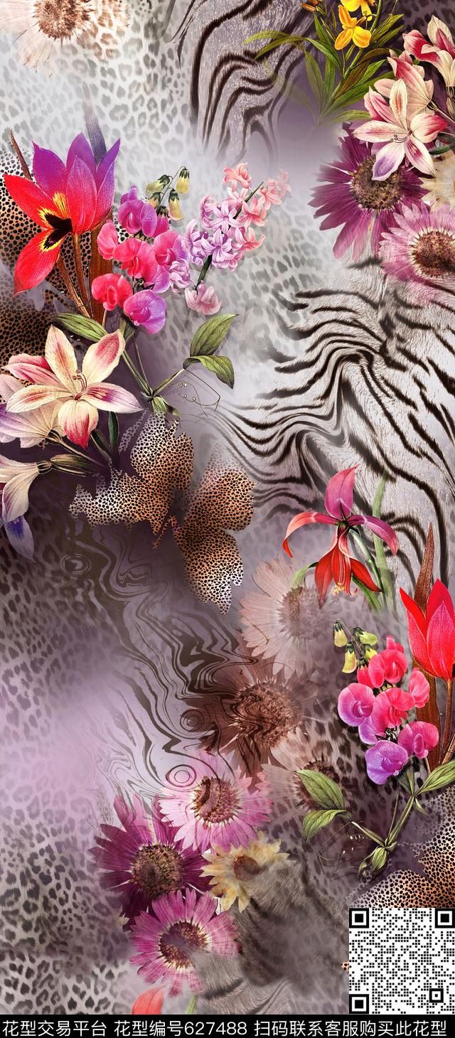 花卉动物纹高雅数码印花华亿平台下载（图片编号: 627488） - 瓦栏（Walan）