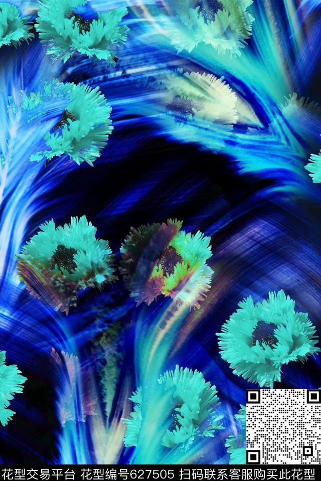 抽象花卉羽毛数码印花华亿平台下载（图片编号: 627505） - 瓦栏（Walan）