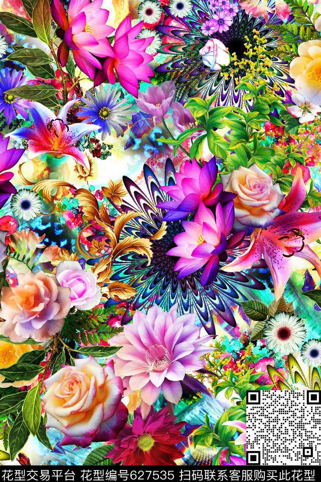 中东花卉数码数码印花华亿平台下载（图片编号: 627535） - 瓦栏（Walan）