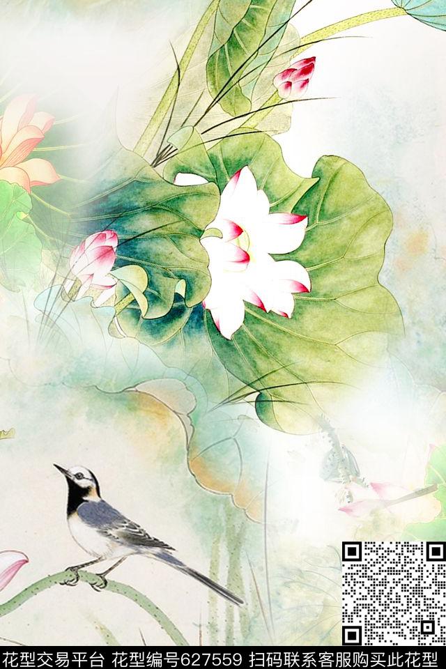 民族风中国风工笔画数码印花华亿平台下载（图片编号: 627559） - 瓦栏（Walan）