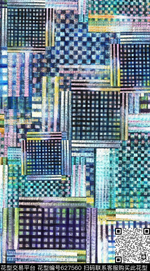 条纹格子创意数码印花华亿平台下载（图片编号: 627560） - 瓦栏（Walan）