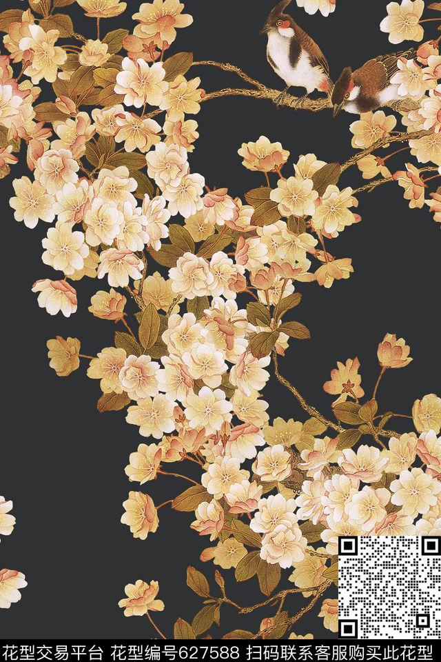 花朵花卉花鸟数码印花华亿平台下载（图片编号: 627588） - 瓦栏（Walan）