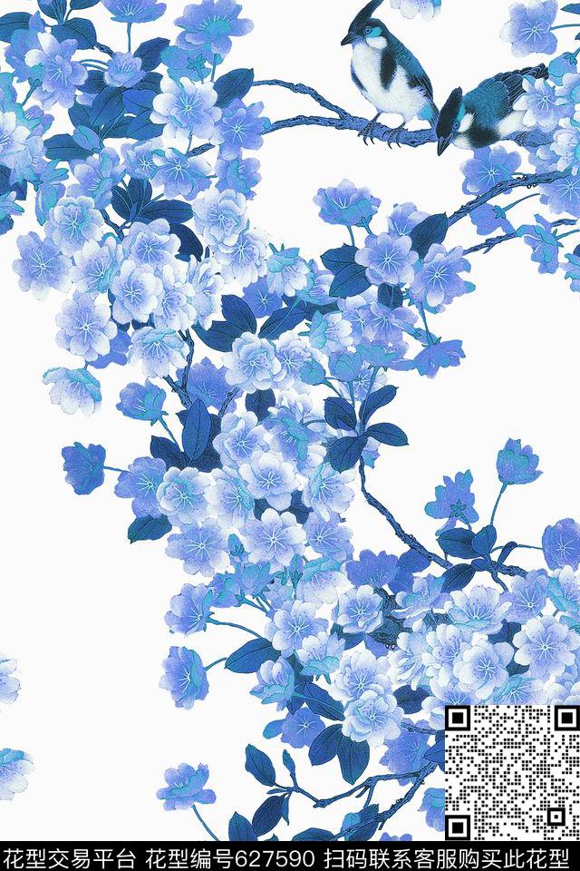 花朵花卉花鸟数码印花华亿平台下载（图片编号: 627590） - 瓦栏（Walan）