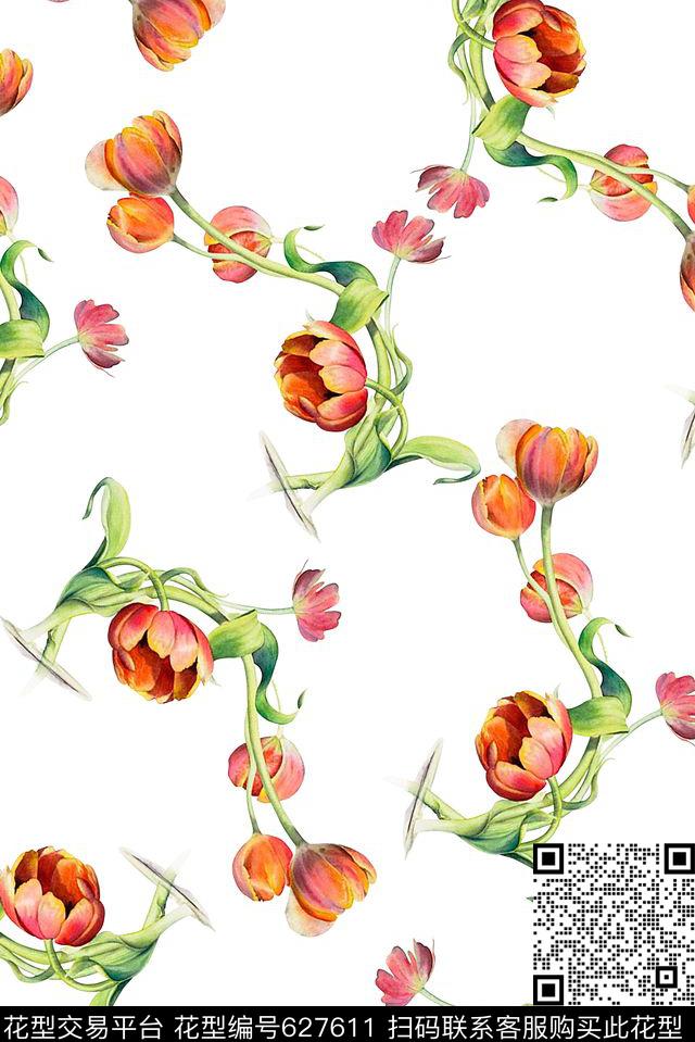 时尚手绘水彩植物花卉数码印花时尚潮流女装裙子抽象印花流行清爽柔和系列印花数码印花华亿平台下载（图片编号: 627611） - 瓦栏（Walan）