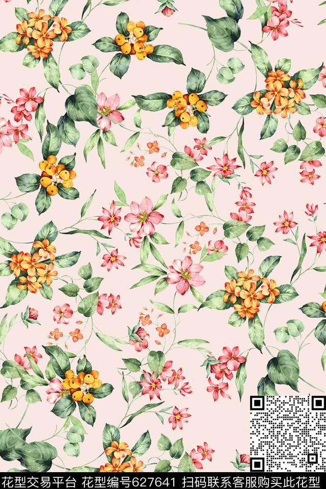 时尚抽象手绘水彩画花卉数码印花时尚潮流大牌女装裙子家纺窗帘沙发布外套印花时尚流行清爽柔和系列印花数码印花华亿平台下载（图片编号: 627641） - 瓦栏（Walan）